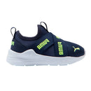 Tênis puma wired run slip-on bdp azul marinho com verde infantil